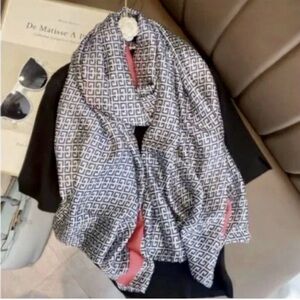 Designer Black and Pink Patterned silk Scarf